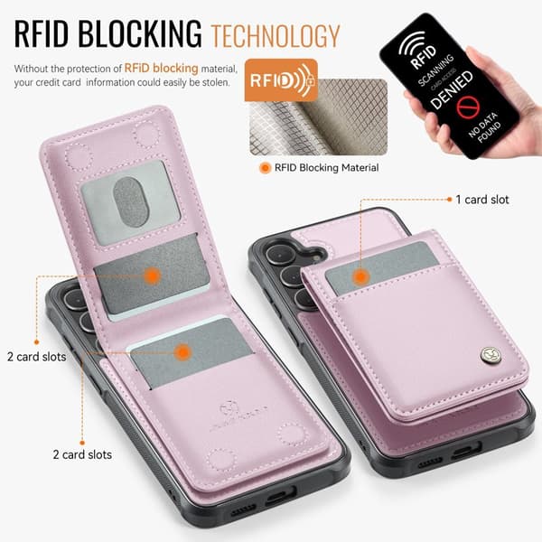 JEEHOOD Mobilskal för Samsung Galaxy S26 Plus Magnetiskt Konstläder - Rosa