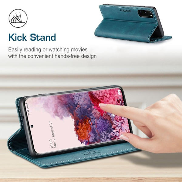 AUTSPACE A01 Plånboksfodral för Samsung Galaxy S20 Konstläder - Blå