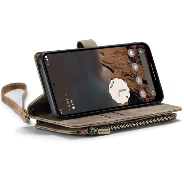CASEME Konstläder Plånboksfodral för Google Pixel 10 Pro/10/9 Pro/9 - Brun