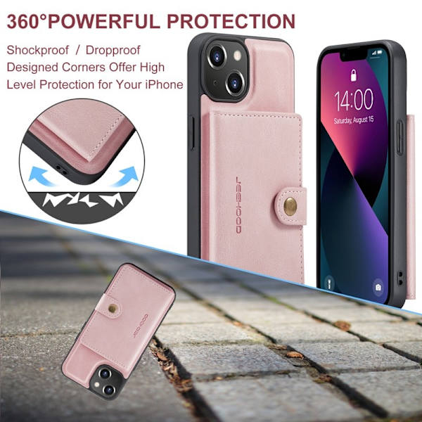 JEEHOOD Mobilskal till iPhone 13 mini Äkta Läder - Rosa