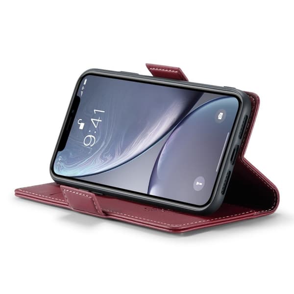 CASEME iPhone XR Plånboksfodral Konstläder RFID-Skydd Röd