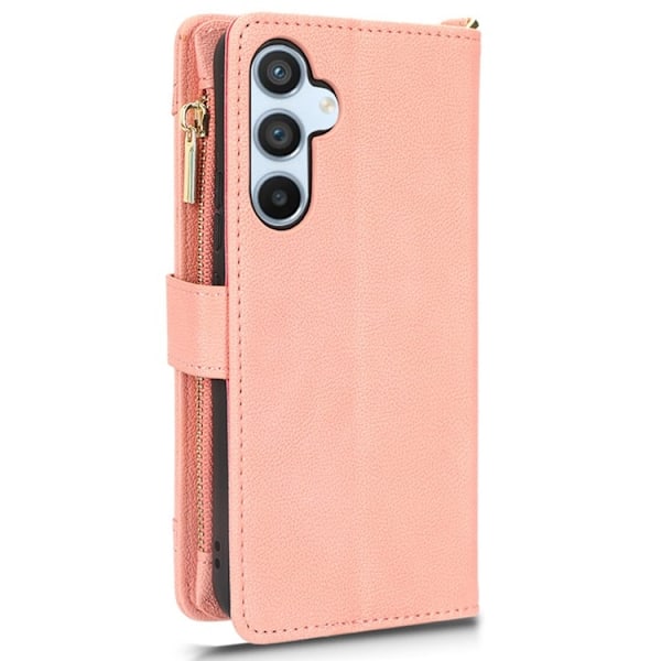 Galaxy A34 5G Plånboksfodral Zipper med Rem - Rosa