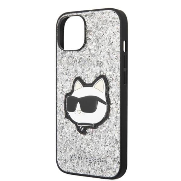 Karl Lagerfeld iPhone 14 Skal Glitter Choupette Patch - Silver