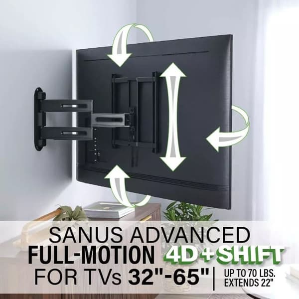 SANUS TV-holder 4D Max Vesa 400x400 32"-65" Fuld Motion Sort