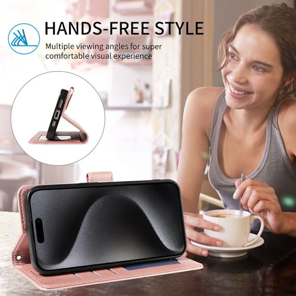iPhone Air Konstläder Plånboksfodral RFID-Skydd med handledsrem - Rosa Rosa