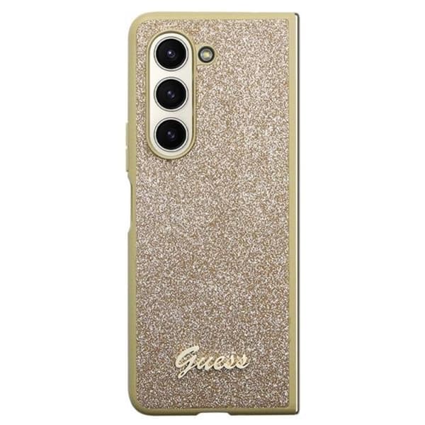 Guess Galaxy Z Fold 5 Mobilskal Läder 4G Triangle Strass - Kulta