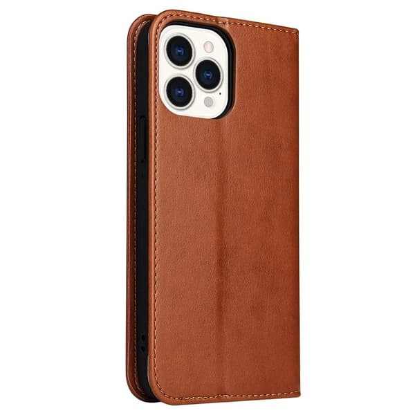 FIERRE SHANN iPhone 15 Pro Plånboksfodral - Magnetiskt Konstläder - Brun