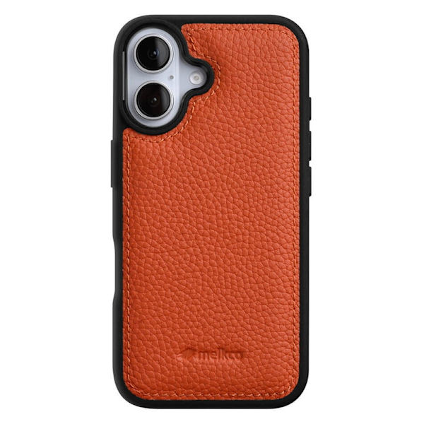 MELKCO Mobilskal till iPhone 16 Äkta Läder PC Orange