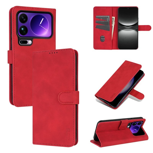 AZNS Xiaomi 17 Pro Max Plånboksfodral Konstläder - Röd
