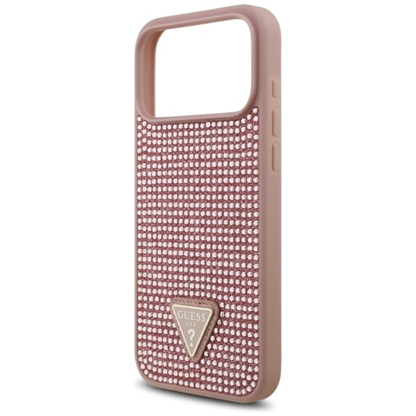 Guess Mobilskal till iPhone 17 Pro Max Rhinestone Triangle Logo - Rosa Rosa