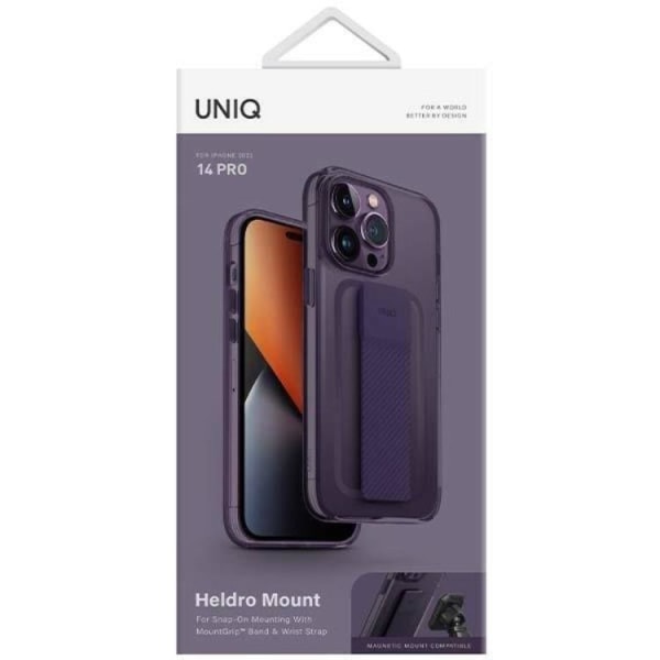 UNIQ iPhone 14 Pro Max -mobiilisuojus Heldro Mount - violetti