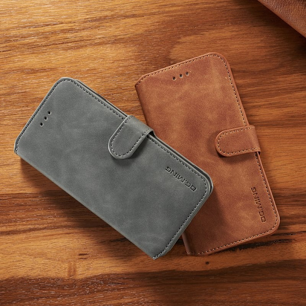 DG.MING Retro Plånboksfodral Konstläder för iPhone XS - Brun