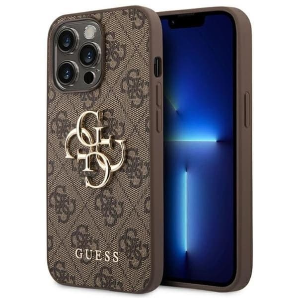 GUESS iPhone 14 Pro Max Skal 4G Big Metal Logo - Brun Brun