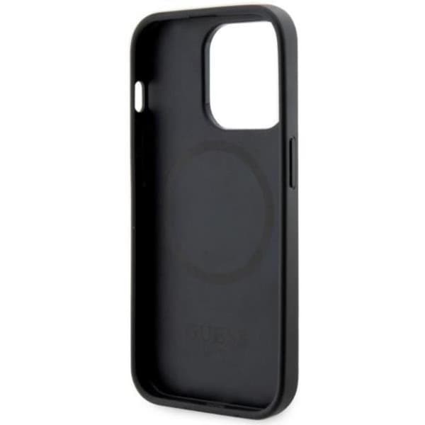 Guess iPhone 14 Pro Mobilskal MagSafe 4G Printed Stripes Sort Black