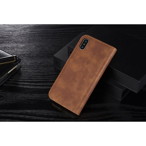 DG.MING iPhone X/XS Plånboksfodral Äkta läder - Chockresistent Brun