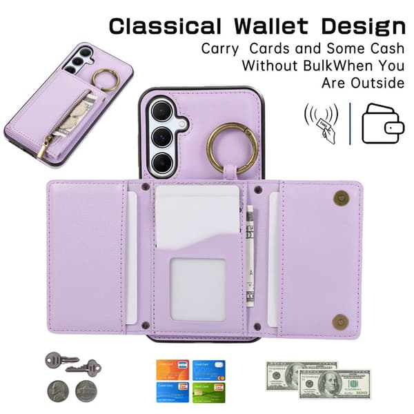 Plånboksfodral för Samsung Galaxy S26 Plus Konstläder Kickstand - Lila