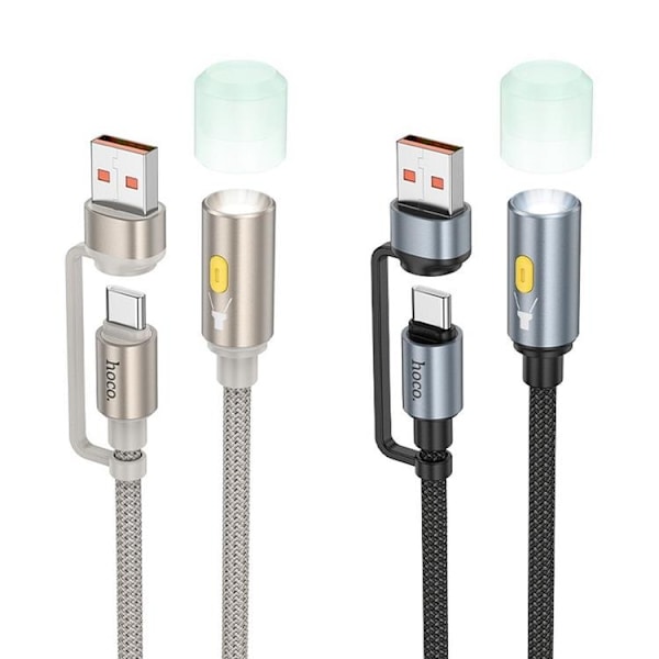 Hoco LED-ljus Till USB-A/USB-C Kabel Adapter UA38C - Guld Guld