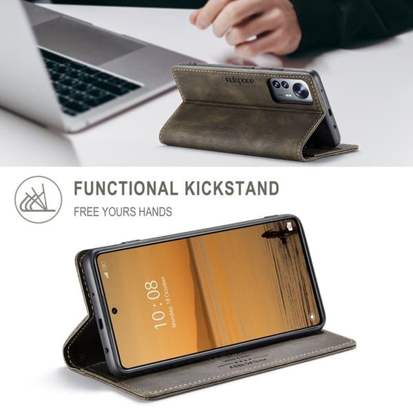 AUTSPACE A01 Mobilskal för Xiaomi 12 Lite 5G - Äkta läder - Brun