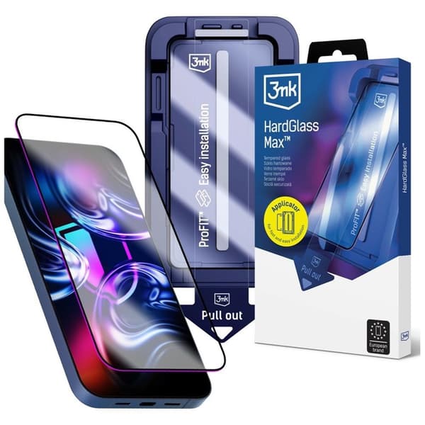 3mk Härdat Glas Skärmskydd iPhone 16 Pro med Applicator - Svart