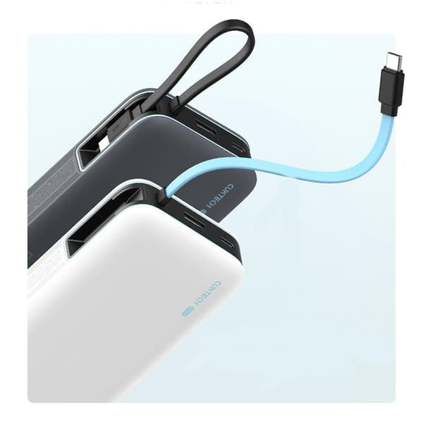 Cuktech Powerbank 20000 mAh 55W med Integrerad Kabel - Vit