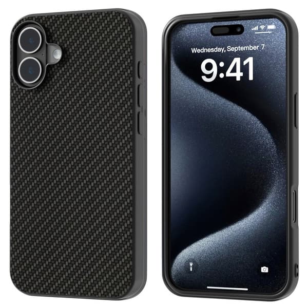 ABEEL Mobilskal till iPhone 16 Svart Textur PU - Svart