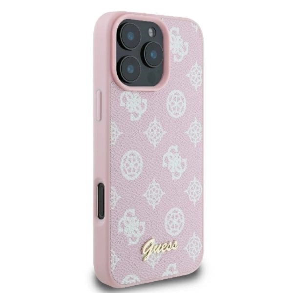 Guess Mobilskal till iPhone 16 Pro MagSafe Peony Script Logo - Rosa Rosa
