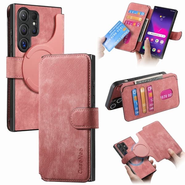CASENEO Samsung Galaxy S24 Ultra Plånboksfodral Konstläder - Rosa