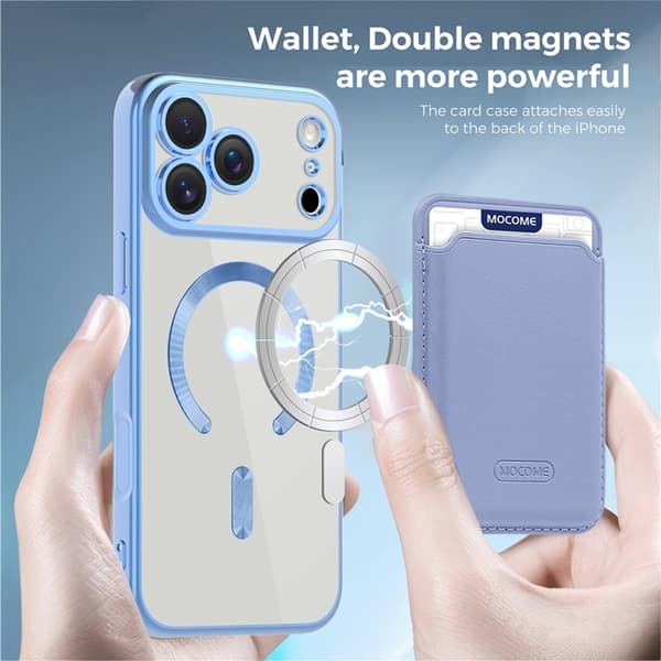 Mobilskal till iPhone 17 Pro Max MagSafe Korthållare TPU + PC - Blå Blå