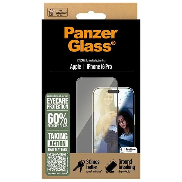PanzerGlass iPhone 16 Pro Härdat Glas Skärmskydd EyeCare
