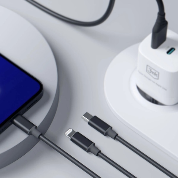 3mk 3in1 USB-A till USB-C Lightning microUSB kabel 1.5m Black