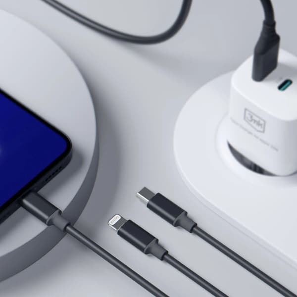 3mk 3in1 USB-A till USB-C Lightning microUSB kabel 1.5m Svart