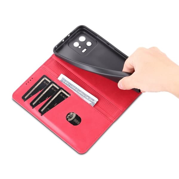 AZNS Xiaomi 13 5G Flip Plånboksfodral Konstläder - Röd