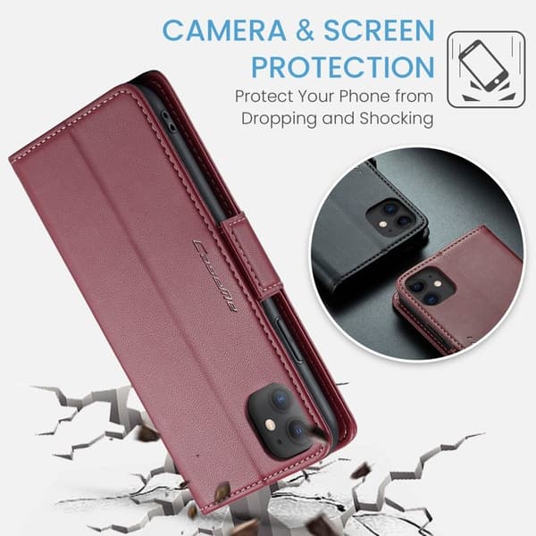 CASEME iPhone 11 Plånboksfodral Konstläder RFID-Skydd Röd