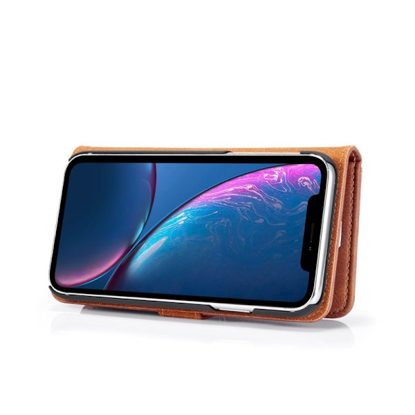DG.MING iPhone XR Plånboksfodral i Äkta lädermed Ställfunktion - Brun