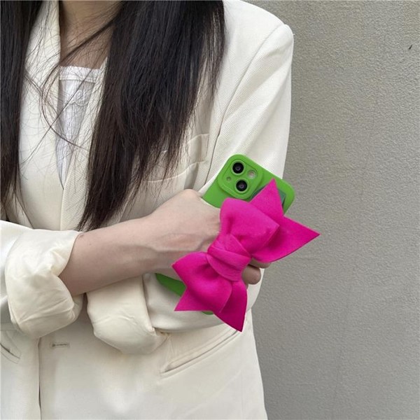 Bowknot Handrem iPhone 12 Skal - Magenta Gr