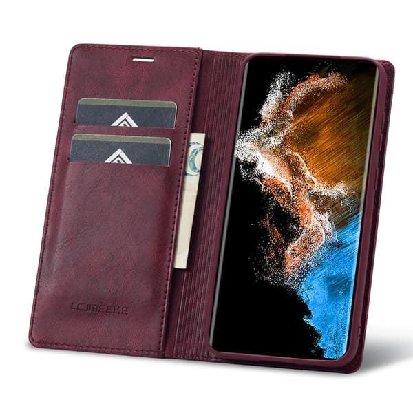 LC.IMEEKE Samsung Galaxy S23 Plånboksfodral Konstläder - Röd