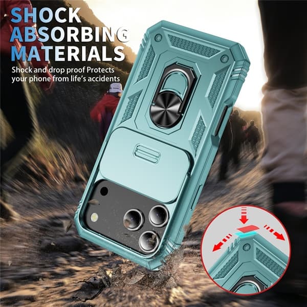 Mobilskal till iPhone 17 Pro Max Slide Camshield Kickstand - Grön Grön
