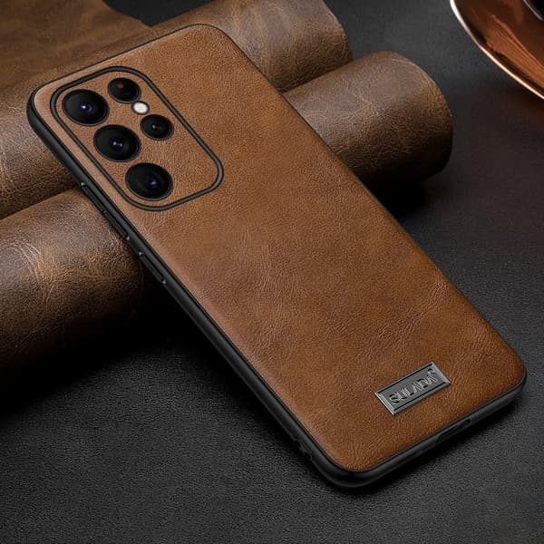 SULADA Mobilskal till Galaxy S23 Ultra PU Läder TPU + PC Brun