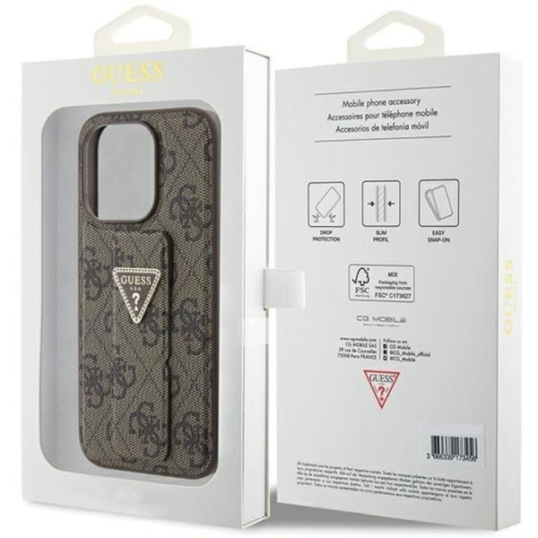 Guess Mobilskal till iPhone 15 Pro Max Grip Stand Triangle Strass Brun