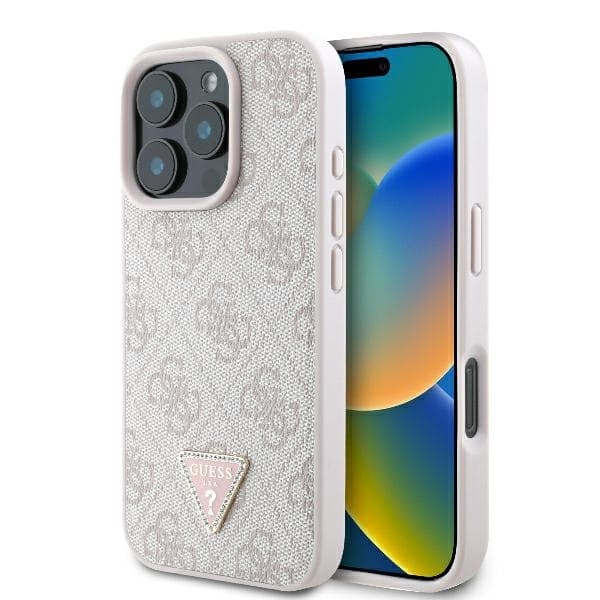 Guess Mobilskal till iPhone 16 Pro Max 4G Triangle Strass - Rosa Rosa