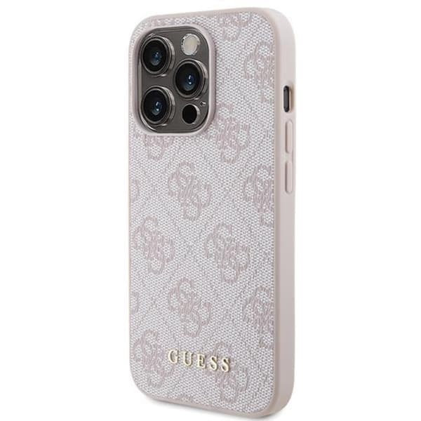 Guess iPhone 15 Pro Mobilskal 4G Metal Gold Logo - Rosa Rosa