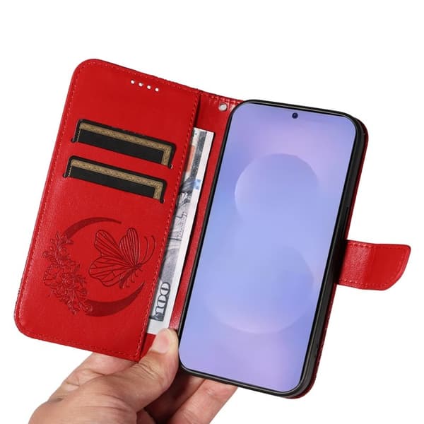 Samsung Galaxy S26 Plus Skal PU Läder Folio Flip - Röd