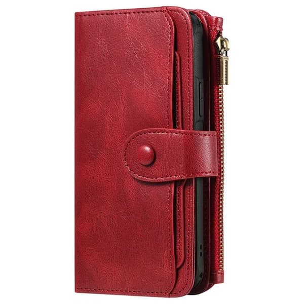 iPhone 17 Konstläder Plånboksfodral Detachable Zipper - Röd Röd