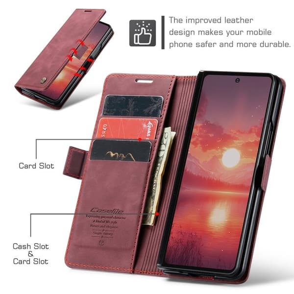 CASEME 013 Plånboksfodral för Samsung Galaxy Z Fold7 5G - Röd