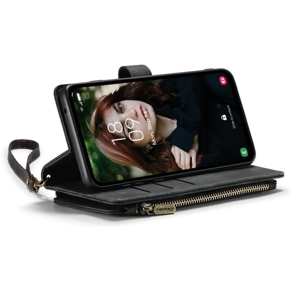 CASEME Konstläder Plånboksfodral för Samsung Galaxy S23 FE - Svart