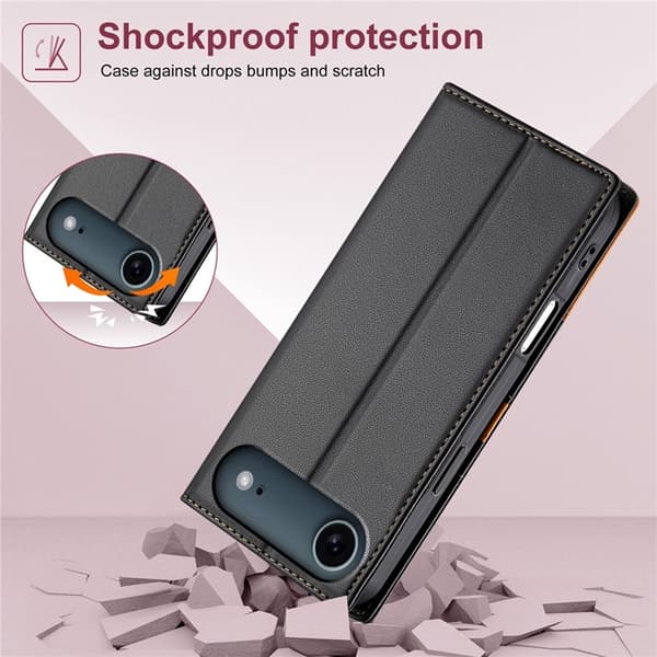 N.BEKUS iPhone Air Konstläder Plånboksfodral RFID-Skydd P3 - Svart Svart