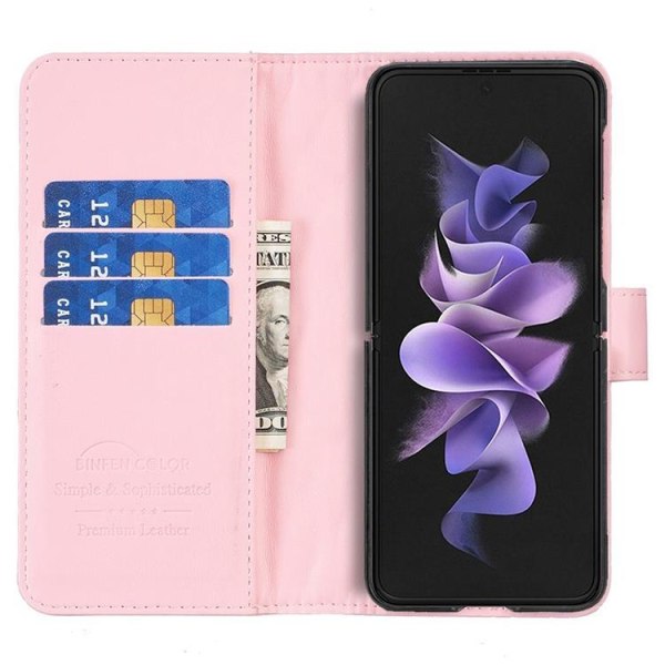 BINFEN COLOR Galaxy Z Fold 4 lompakkokotelo Rhombus - vaaleanpunainen