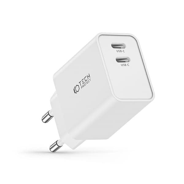 Tech-Protect 2-Port Nätverksladdare C35W - Vit Vit