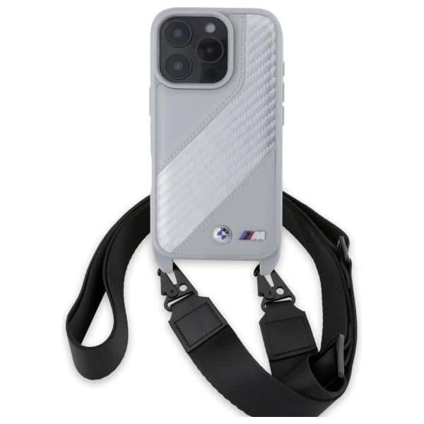 BMW Mobilskal till iPhone 16 Pro Carbon Stripe & Strap - Grå
