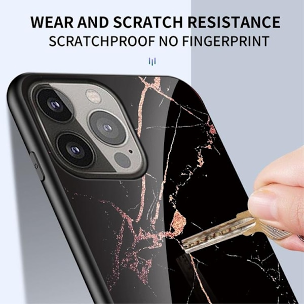 Anti-Scratch Härdat Glas Skärmskydd iPhone 13 Pro Max - Svart Marble Svart